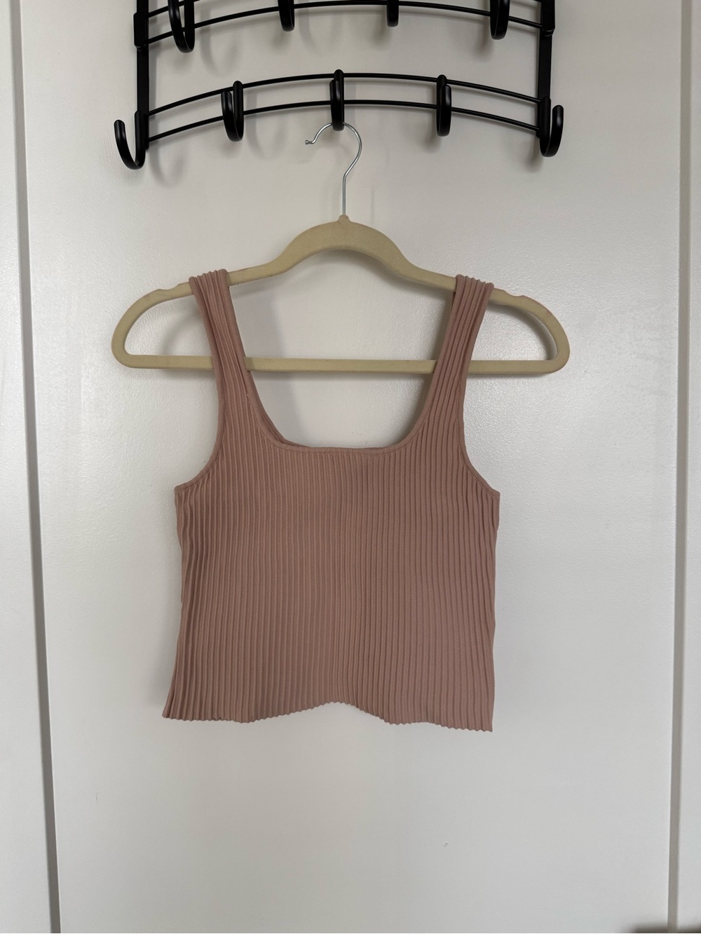 Forever 21 Ribbed Square Neck Crop Tank Top - Mauve